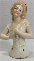 Vintage German Half Doll Blonde Ceramic
