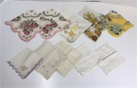 10 Vintage Floral Handkerchieves