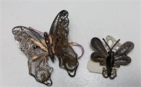 2 Vintage Butterfly Pins
