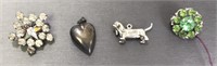 2 Pins 2 Pendant Lot Dog Is Sterling