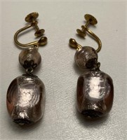 Vintage Venician Silver Foil Earrings