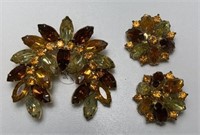 Matching Earrings & Brooch Gold Tone