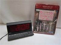 Alarm Clock & Manicure Set