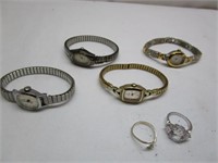 Ladies Watches & 2 Rings - Small 1 is Sterling