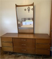 Mid Century Triple Dresser with Mirror 
64 1\2”