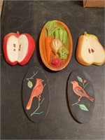 Vintage Fruits & Birds Chalkware