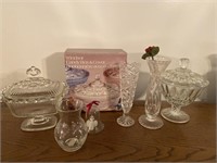 Assorted Glass Candy Dishes Vases