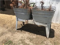 VINTAGE GALVANIZED WASHER TUBS AND STAND
