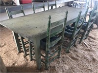 !!WOW!! AWESOME PRIMITIVE FARM TABLE AND CHAIRS!!