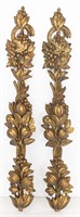 Carved Giltwood "Fruit & Wheat" Wall Ornaments, Pr