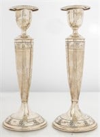 Wallace "Rose Point" Weighted Silver Candlesticks
