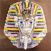 Egyptian Pharaoh 18k Gold Gem Pendant