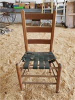 LADDER BACK SMALL CHAIR WITH CANVAS STRIP SEAT
