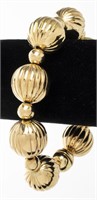 Italian 14K Yellow Gold Ribbed Ball Bracelet