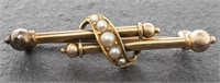 Victorian 14K Yellow & Rose Gold Seed Pearl Brooch