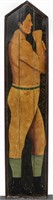"Jago Black" Boxing Motif Folk Art Painted Panel