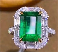 4.8ct natural Colombian green emerald ring