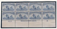 United States #233. Plate Block of Eight.