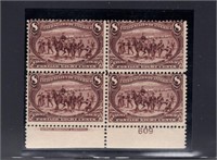 United States #289. Plate Block of Four.