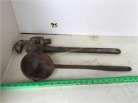 metal Laddle and Pipe wrench