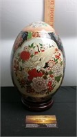 Large Oriental Painted Egg on Stand
