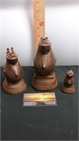 Wooden Carved Foo Dog Set