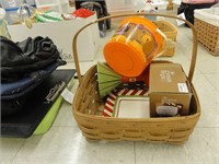 Basket with assorted decor