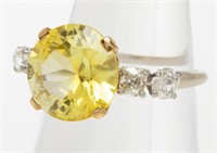 Antique 14K Yellow Stone & Diamond Ring