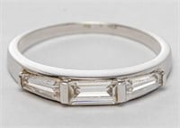 Art Deco Style 14K White Gold & Stone Ring
