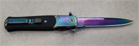 Stiletto Type Rainbow Pearl Folding Knife