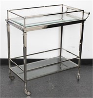 Modernist Chrome And Glass Bar Cart