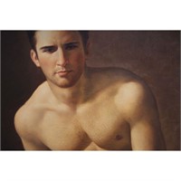 Academic Style Male Nude Oil On Canvas Painting S