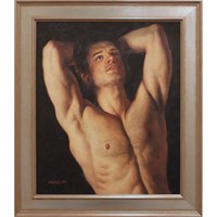 Academic Style Male Nude Portrait O/C Painting