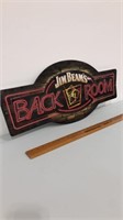 Jim beam “back room” tin sign. 29x13