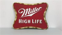 1999 Miller High Life- large tin Beer advertising