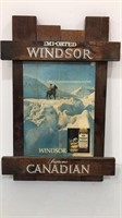 Wooden Windsor Canadian whisky sign.  19x13