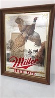 Miller high life mirrored sign with pheasant.