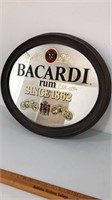 Bacardi rum oval mirrored sign.  1982. 23x19