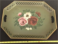 Handpainted Metal Tray, Signed