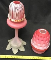Cranberry Swirl Fairy Lamps, Swirl Base Has