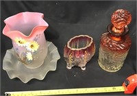 Glassware Assortment, Decanter Stopper Chipped,