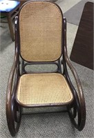 Bent Wood Rocker W/cane Seat & Back