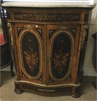 Ornate French Marble Top Side Cabinet