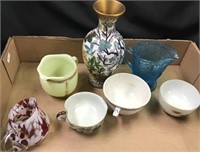 Enamel Vase, Small Pitchers, Cups