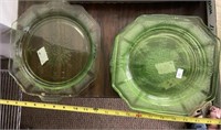 Green Depression Plates And Serving Plate