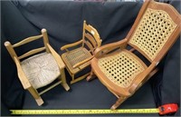 3 Doll Rocking Chairs