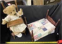 Doll Bed 11.5”x7”x4” Tall & High Chair 6”x5”x15”