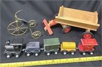 Wood Train, Wood Wagon And Tricycle