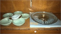 Glass Lazy Susan and Relish Dishes