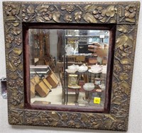 Antique Floral Mirror w/ Velvet Rim